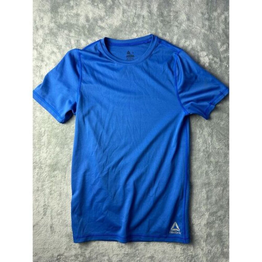 Reebok Shirt‎ Mens Small Athletic Blue Polyester Short Sleeve Running Sports
